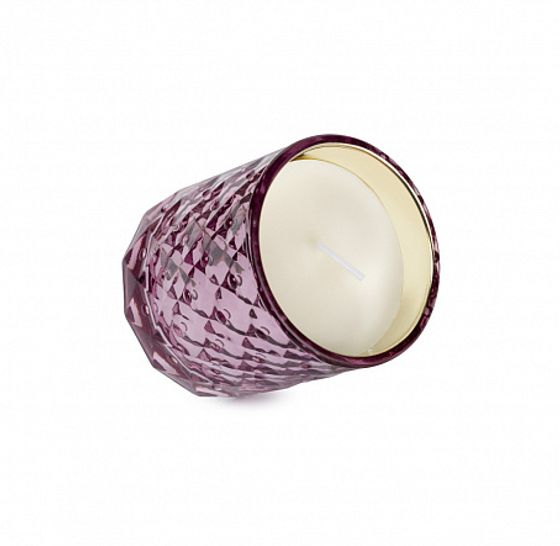 Свеча пыльная роза в стакане неароматизированная