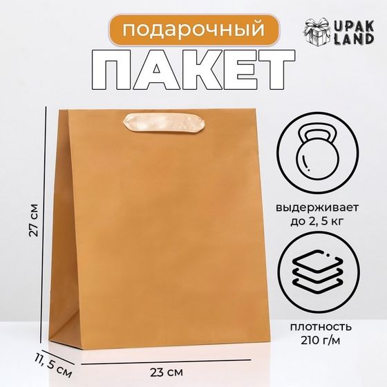 Пакет ламинированный «Коричневый», 23 х 27 х 11.5 см