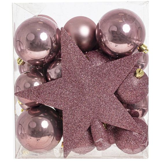 Набор из 30шт Украшение новогоднее &quot;Шары и звезда&quot;, D5/6/8/20 см, L21 W13 H25 см