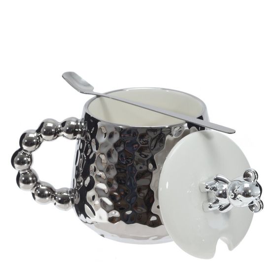 Кружка с крышкой и ложкой, 400 мл, L14 W10 H13 см, цвет микс