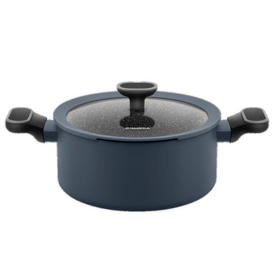 Кастрюля Maunfeld FRIDA MCS29FA02DG из кованого алюминия со стеклянной крышкой, 20 см, 2,9л. Графитовый