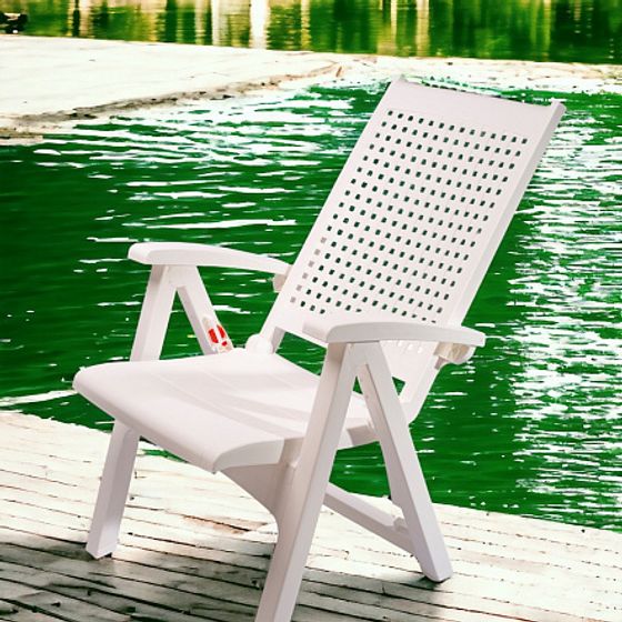Кресло METAL белое пластиковое складное