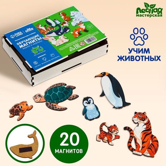 Обучающие магниты «Мама и малыш», 20 магнитов