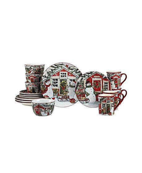 Snowman&#39;s Farmhouse 16 Piece Dinnerware Set