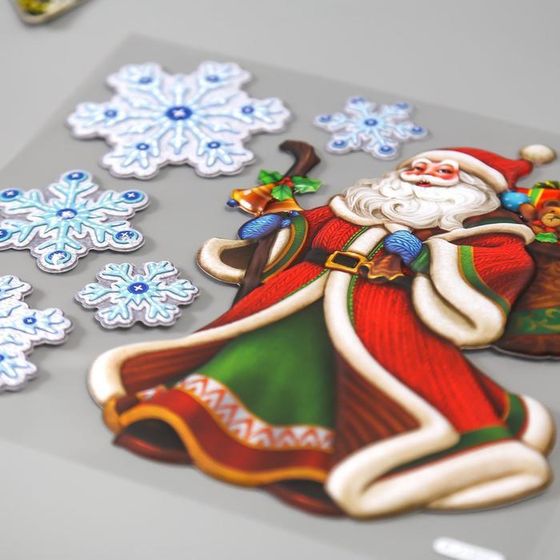 !09 Декоративные наклейки (набор 2 листа) интерьерные «Дедушка Мороз» 18×18 см.