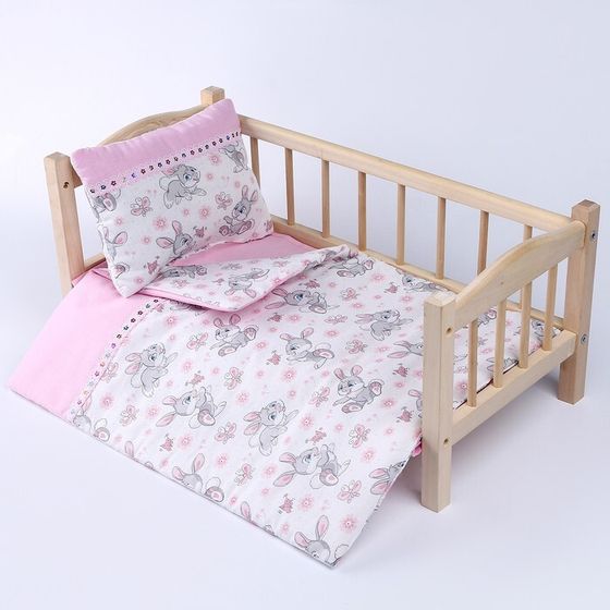 Кукольное постельное «Зайчата», х/б: простынь, одеяло 46 × 36 см, подушка 23 × 18 см