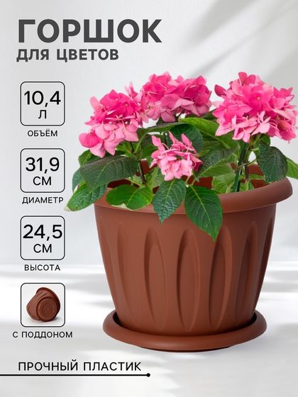 Горшок для цветов с поддоном «Фелиция», 10,4 л, d=31,9 см, h=24,5 см, цвет терракотовый