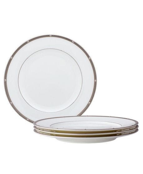 Rochelle Platinum Set of 4 Bread Butter and Appetizer Plates, Service For 4