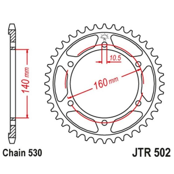 Звезда ведомая, JT 502.48, цепь 530, 48 зубьев