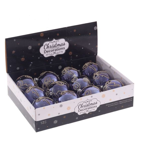 Набор из 12шт Украшение новогоднее "Шар", D 8 см, L35 W27 H8,5 см