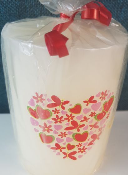 !09 НАБОР 3 ШТУКИ - Свеча декоративная "Сердечко" , 10x7x7 см. цвет ивори