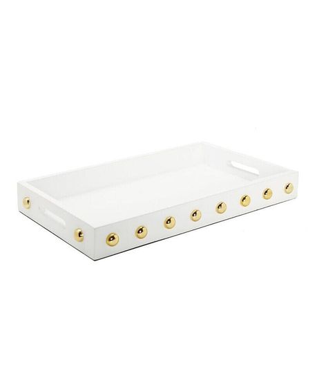 Decorative Serving Tray with Shiny Ball Design, 16&quot; x 10&quot;