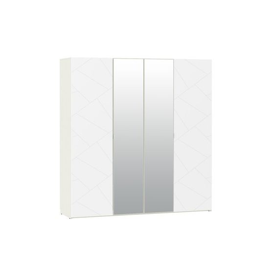 Шкаф 4х ств с зеркалом Summit, 2114х604х2200, Белый текстурный/Меренга МДФ