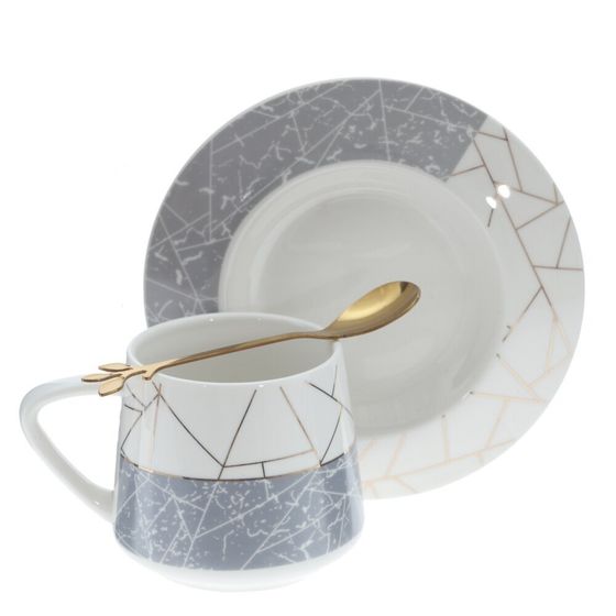 Кружка с блюдцем и ложкой, 200 мл, L15 W15 H8 см, 3в.