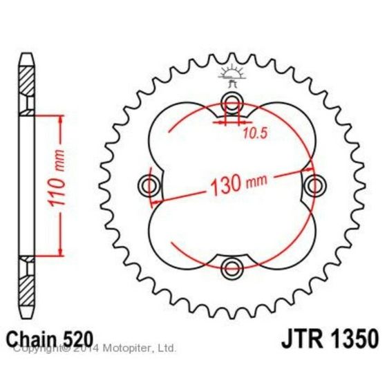 Звезда ведомая, JT 1350.38, цепь 520, 38 зубьев