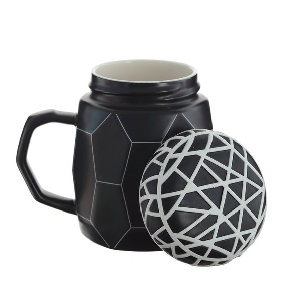 Кружка с крышкой, 500 мл, L12,5 W9 H12 см, цвет микс