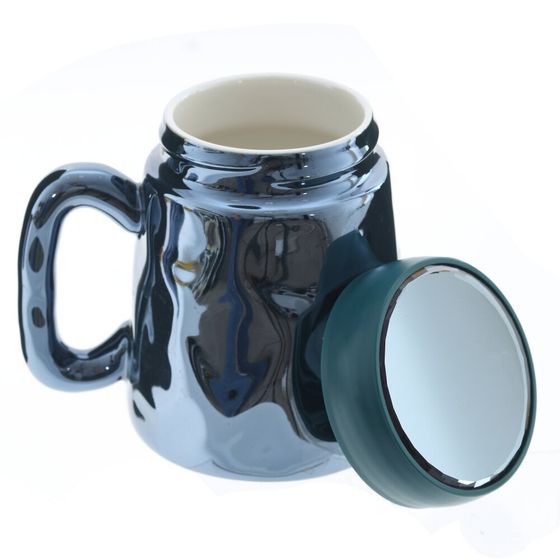 Кружка с крышкой, L6,6 W6,6 H11 см, цвет микс