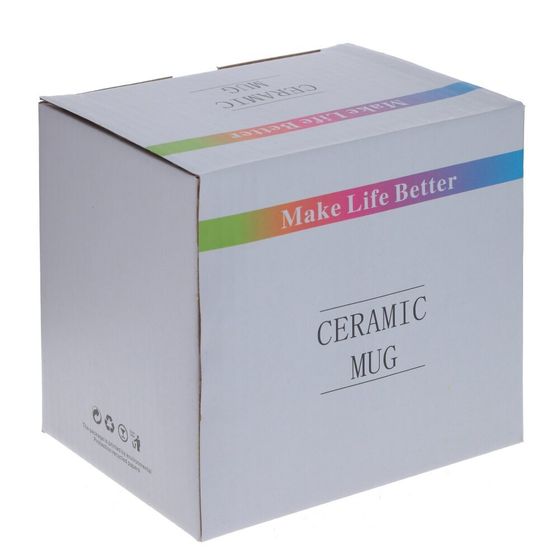 Кружка с крышкой и ложкой, 500 мл, L12 W9 H10 см, дизайн микс