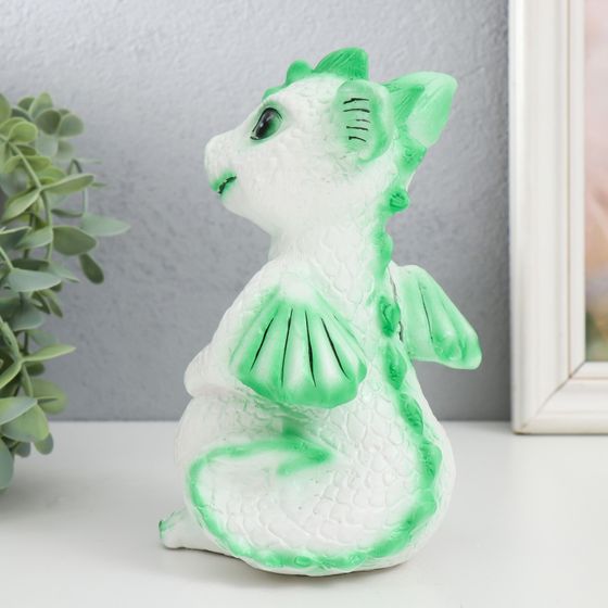 !Копилка "Дракончик" 18х10х10 см, бело-зелёный