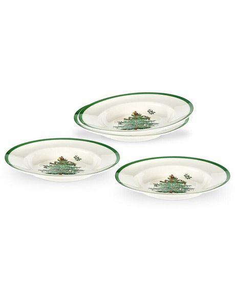 Christmas Tree Rim Soup Bowls, Set of 4