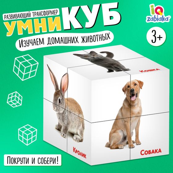 Развивающий трансформер «Умникуб: Домашние животные», 3+