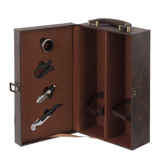 Шкатулка для бутылок с набором сомелье, Д19,5 Ш12 В35 см