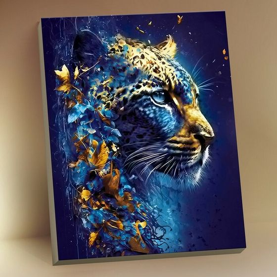 Картина по номерам с поталью «Неоновый леопард» 16 цветов, 40 × 50 см