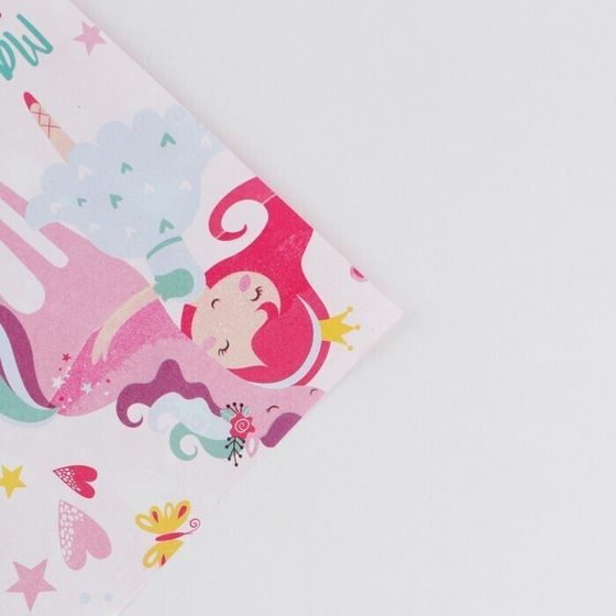 !09 Бумага упаковочная 2 листа глянцевая двухсторонняя «Принцессе» 70 × 100 см