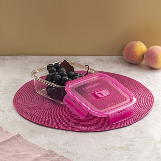 Контейнер ПЮРБОКС АКТИВ НЕОН РОЗОВЫЙ 760мл квадратный