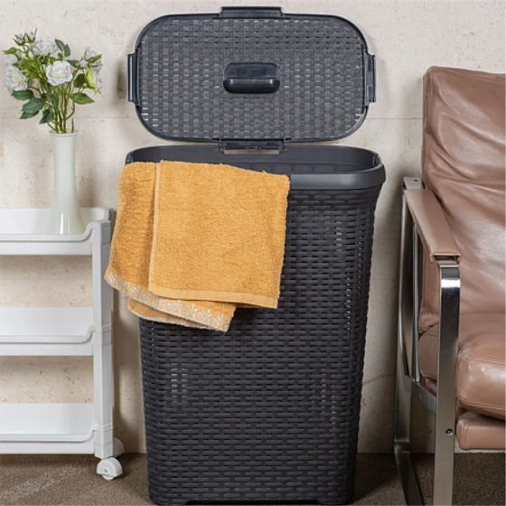 Корзина для белья RATTAN STYLE 40л темно-серая