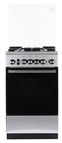 Плита газовая De Luxe 5040.40г (кр) ЧР-010 нержавеющая сталь/черный (стеклянная крышка) реш.чугун