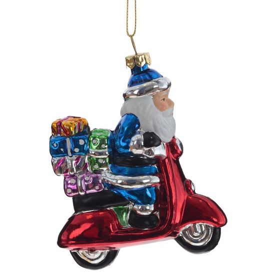 Украшение новогоднее &quot;Дед Мороз на мопеде&quot;, L9 W3 H11,5 см, 2в.