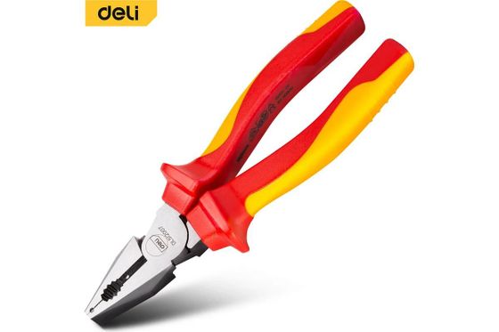 Диэлектрические комбинированные плоскогубцы Deli DL512007 180мм, сталь Cr-V, сертификат VDE для работ под напряжени