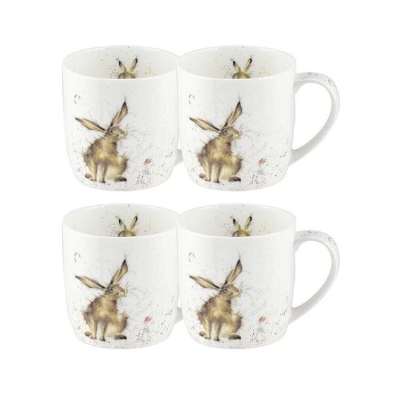 Wrendale Rabbit Mug &quot;Good Hare Day&quot; - Set of 4