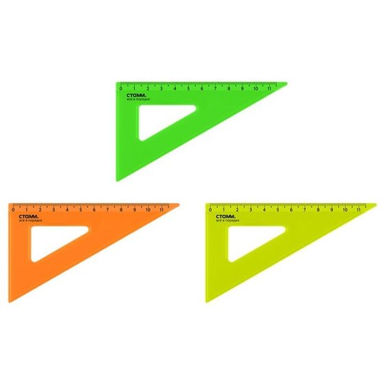 Треугольник 30*/11 см СТАММ, пластиковый, прозрачный, неоновые цвета, МИКС