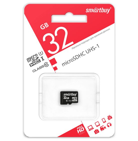 Карта памяти microSDHC 32GB Smartbuy SB32GBSDCL10-00