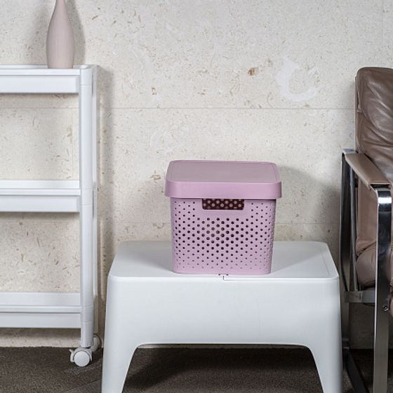 Коробка INFINITY перфорированная с крышкой 17л розовая