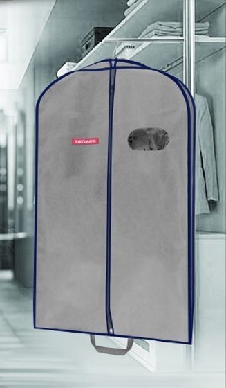 Чехол для одежды объемный Hausmann с овальным окном ПВХ и ручками 60x100x10, серый