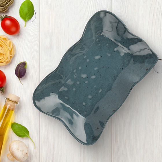 Блюдо овальное STONE синий 26см