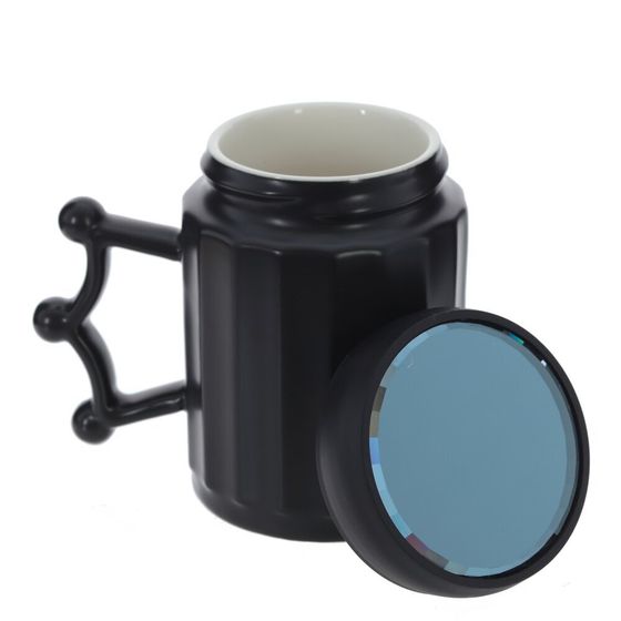 Кружка с крышкой, 350 мл, L12 W8 H12 см, дизайн микс