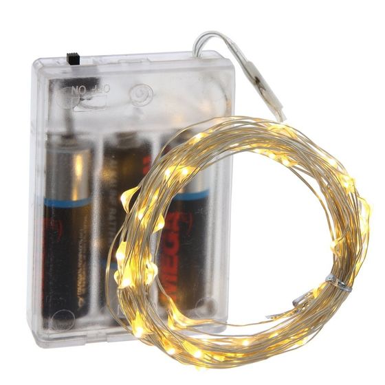 Электрогирлянда (3xAA, 60 теп бел LED, 1 реж свеч,серебр шнур), L600 W0,1 H0,2 см