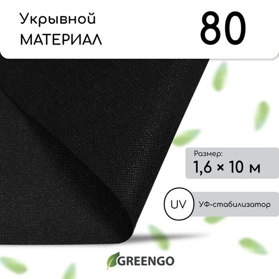 Материал мульчирующий, 10 × 1,6 м, плотность 80 г/м², спанбонд с УФ-стабилизатором, чёрный, Greengo, Эконом 30%