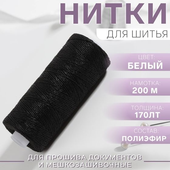 Нитки 170ЛТ, 200 м, цвет чёрный №6818