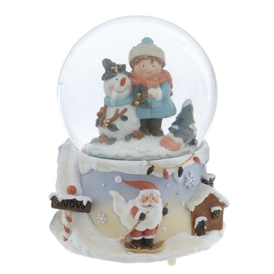 Фигурка декоративная &quot;Снеговик&quot; в стекл шаре (муз, вьюга, АААх3, н/п), L11 W11 H14 см