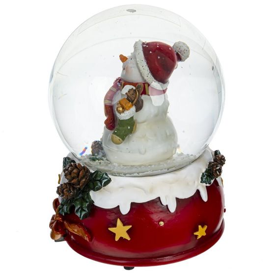 Фигурка декоративная в стекл. шаре &quot;Снеговик&quot; с музыкой, D 10 см, L10 W10 H14,5 см