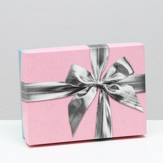 !09 Подарочная коробка (набор 4 штуки) "Серебряный бант", 16,5 х 12,5 х 5,2 см.