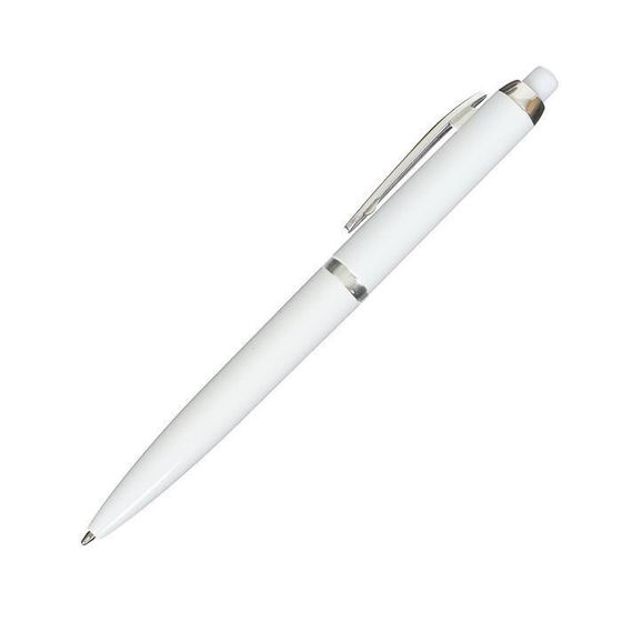 Ручка шариковая автоматическая, 0.5 мм, под логотип, стержень синий, белый корпус (5 штук)