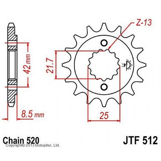 Звезда ведущая JT sprockets JTF512-17, цепь 520, 17 зубьев