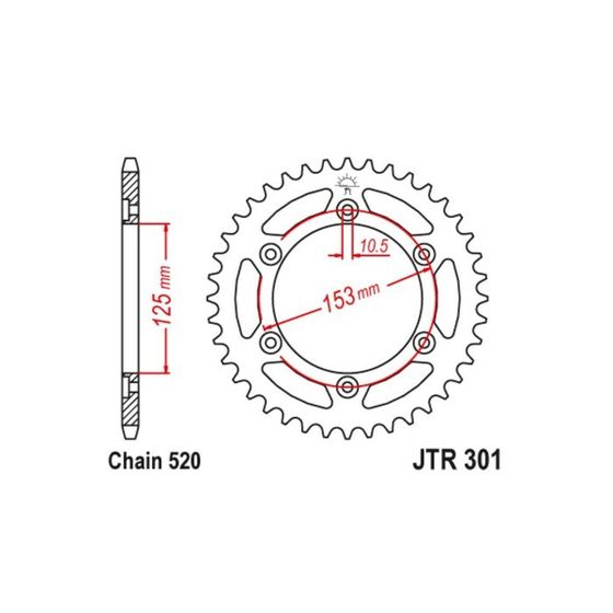 Звезда ведомая JT sprockets JTR301-40, цепь 520, 40 зубьев