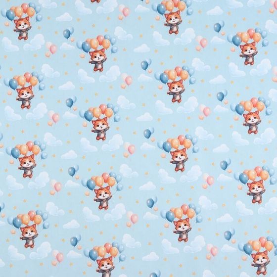 Бумага упаковочная 3 листа крафтовая белая «Милый котик», 50 x 70 см